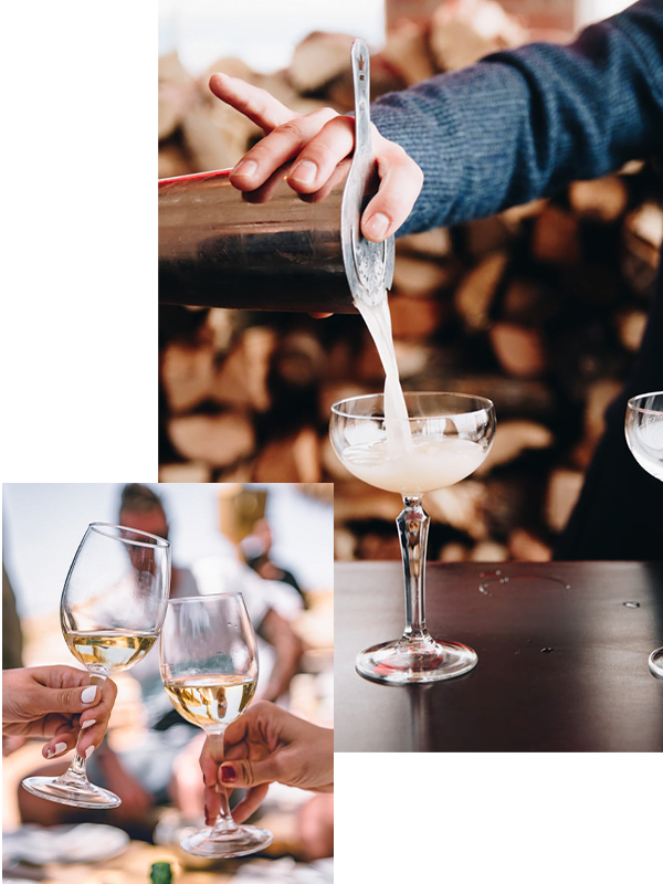 Cocktail being strained into a coupe glass