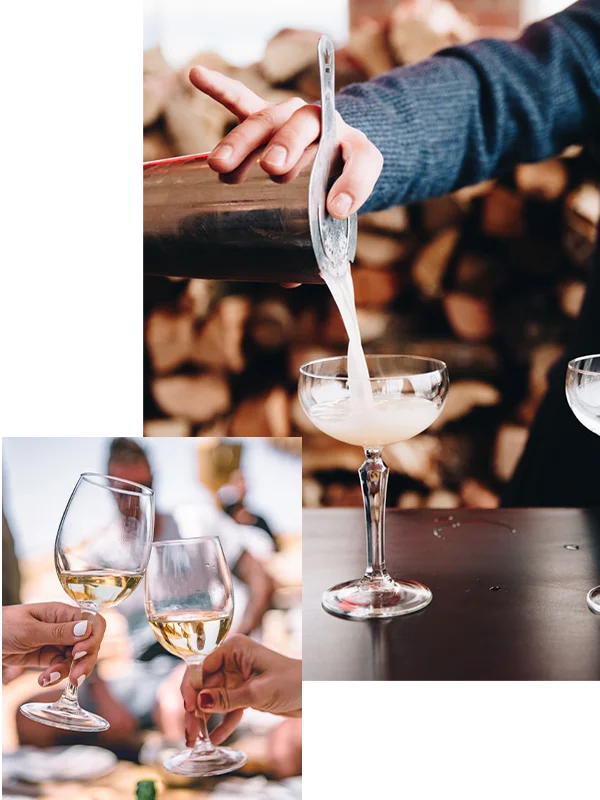 Cocktail being strained into a coupe glass