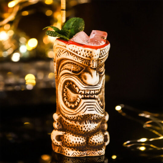 Mr Grumpy Tiki Mug for drinking beer wine and fun and exotic alcoholic beverages and fancy juicy cocktails