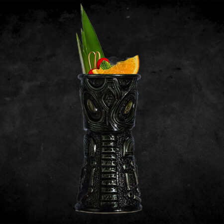 The Amber Monster Tiki Mug for drinking beer wine and fun and exotic alcoholic beverages and fancy juicy cocktails