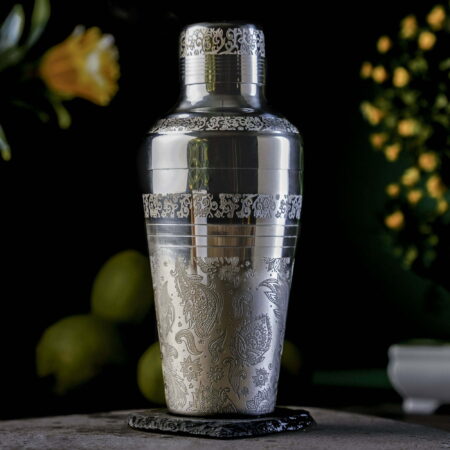 Engraved Stainless Steel Cobbler Shaker for mixing cocktails