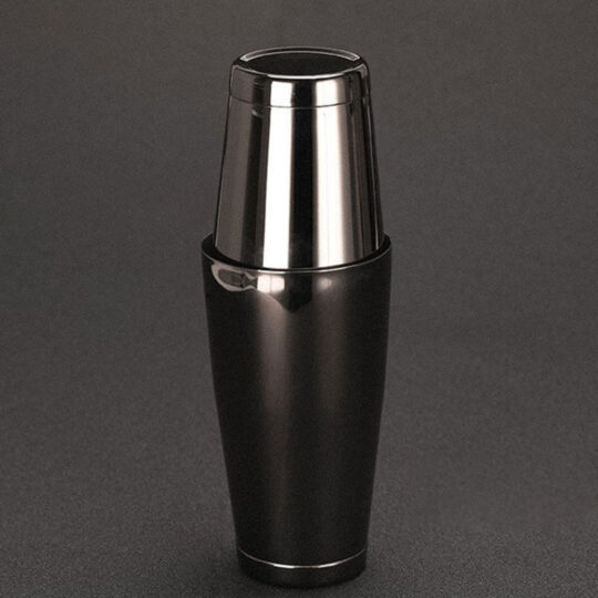 Black plated stainless steel Boston cocktail shaker
