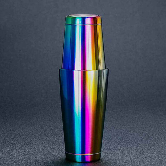 Rainbow plated stainless steel Boston cocktail shaker