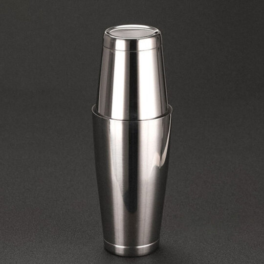 Silver stainless steel Boston cocktail shaker