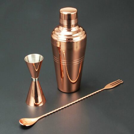 Essential copper plated Three Piece bartending set for starting to make cocktails