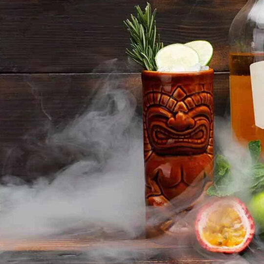 The Old One Brown Tiki Mug for drinking beer wine and fun and exotic alcoholic beverages and fancy juicy cocktails