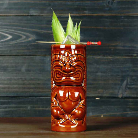 The Old One Brown Tiki Mug for drinking beer wine and fun and exotic alcoholic beverages and fancy juicy cocktails
