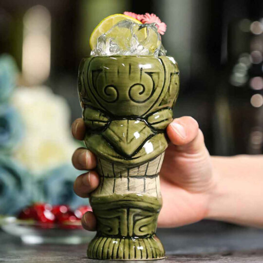 The Teeth Grinder Tiki Mug for drinking beer wine and fun and exotic alcoholic beverages and fancy juicy cocktails