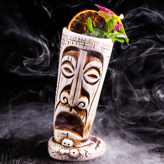 The Chill Gentleman Tiki Mug for drinking beer wine and fun and exotic alcoholic beverages and fancy juicy cocktails