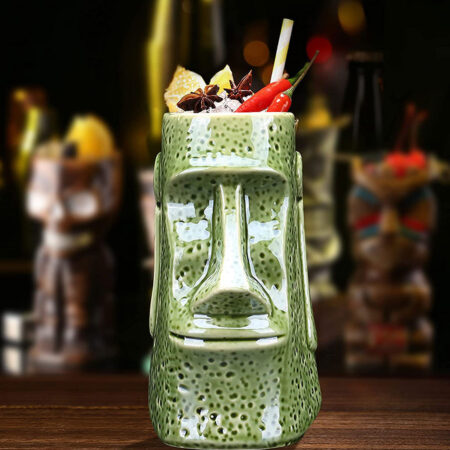 The No Eyed Green Tiki Mug for drinking fun and exotic alcoholic beverages and fancy juicy cocktails