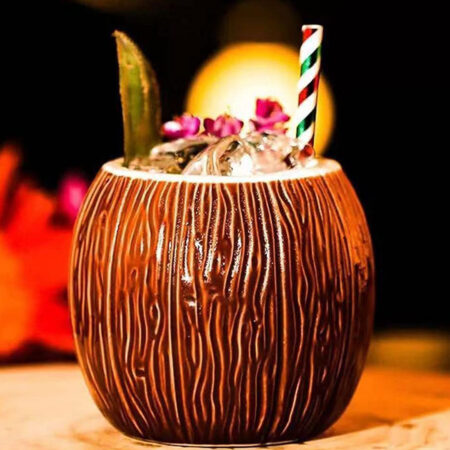 The Coco Nutto Tiki Mug for drinking beer wine and fun and exotic alcoholic beverages and fancy juicy cocktails