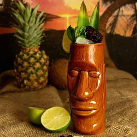The Swollen Statue Tiki Mug for drinking beer wine and fun and exotic alcoholic beverages and fancy juicy cocktails