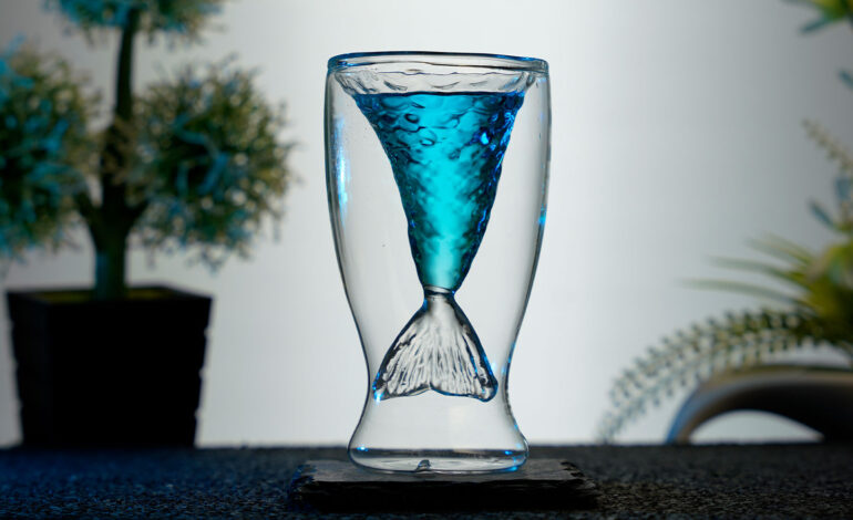 Blue Cocktail inside a Mermaid Cocktail Glass