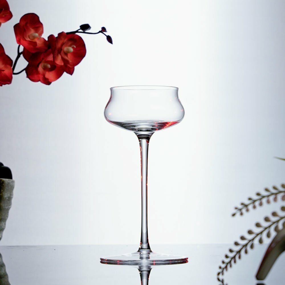 Empty Tall Stemmed Coupe Cocktail Glass