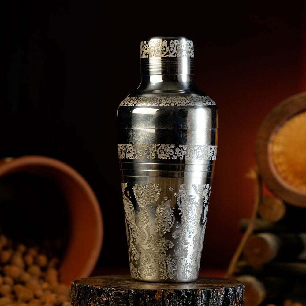 Engraved Stainless Steel Cobbler Shaker for mixing cocktails