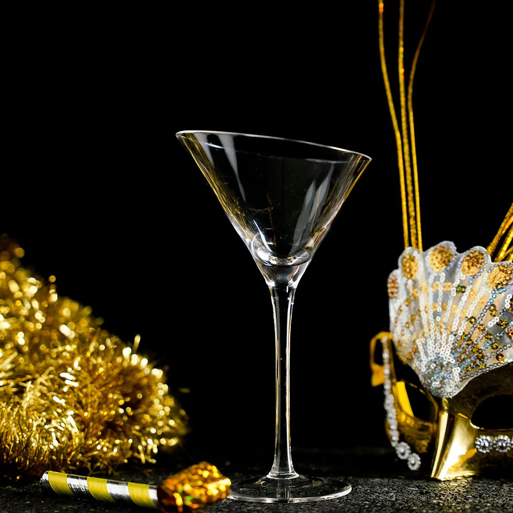 Tilted Empty Martini Cocktail Glass