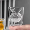 A sophisticated Dual Illusion Tumbler featuring a dual-layered design with a clear outer square silhouette and an inner spherical section with a textured pattern resembling water droplets, ideal for serving cocktails.