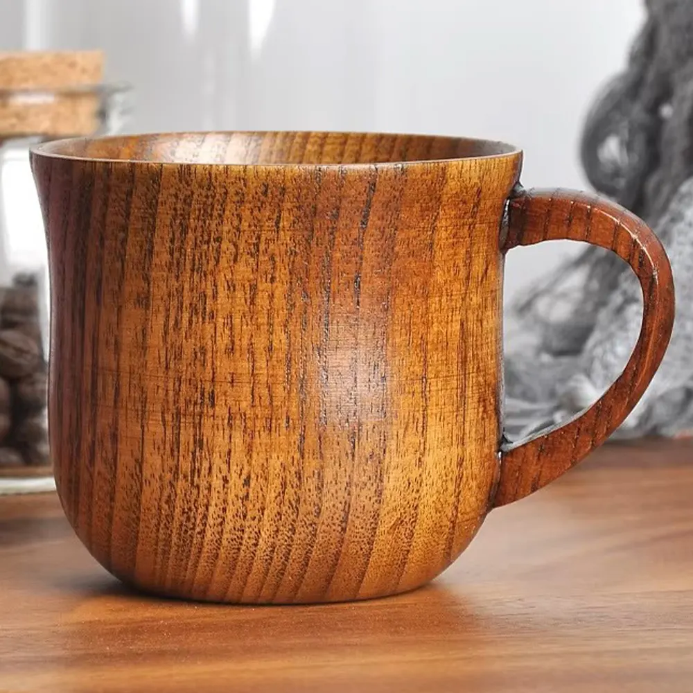 Rustic wooden cocktail mug by Skol, The Woodland Warmer, with visible grain, ideal for eco-friendly hot cocktails.